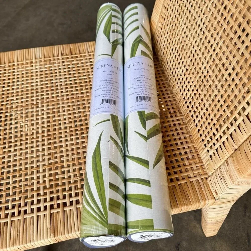 NEW Serena & Lily Island Palm Wallpaper (Set of 2 Rolls)-Grove Green